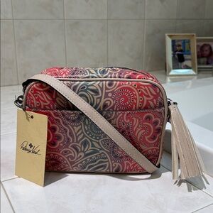 Patricia Nash Josie Leather Crossbody Bag in Greek Ombré Print